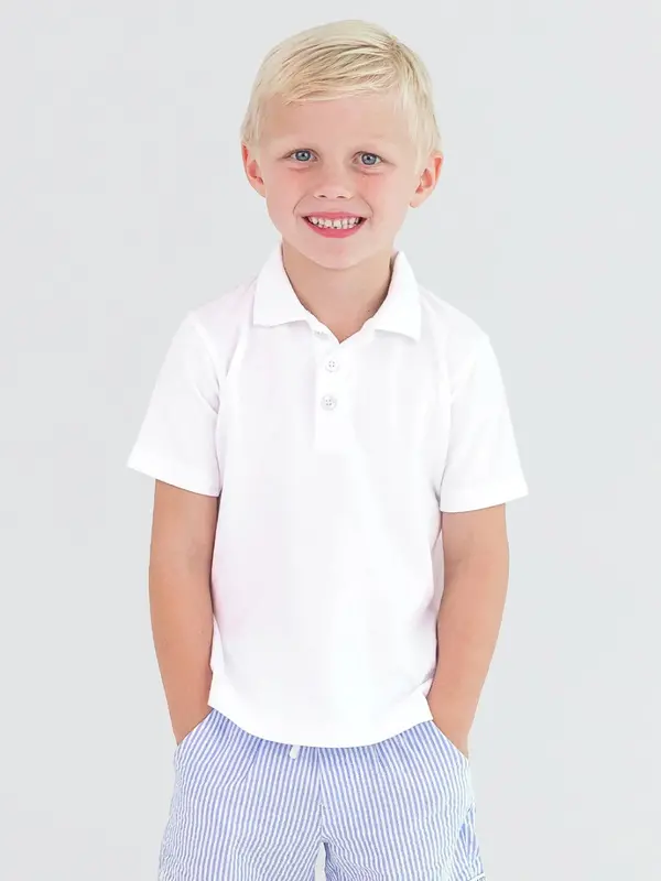 RuffleButts Rufflebutts Pique Short Sleeve Polo Shirt