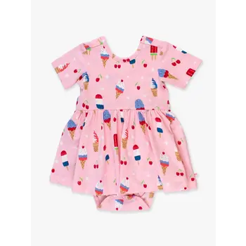 RuffleButts Rufflebutts Knit Short Sleeve Twirl Romper