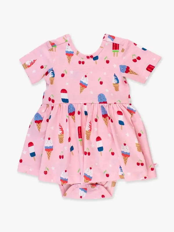 RuffleButts Rufflebutts Knit Short Sleeve Twirl Romper