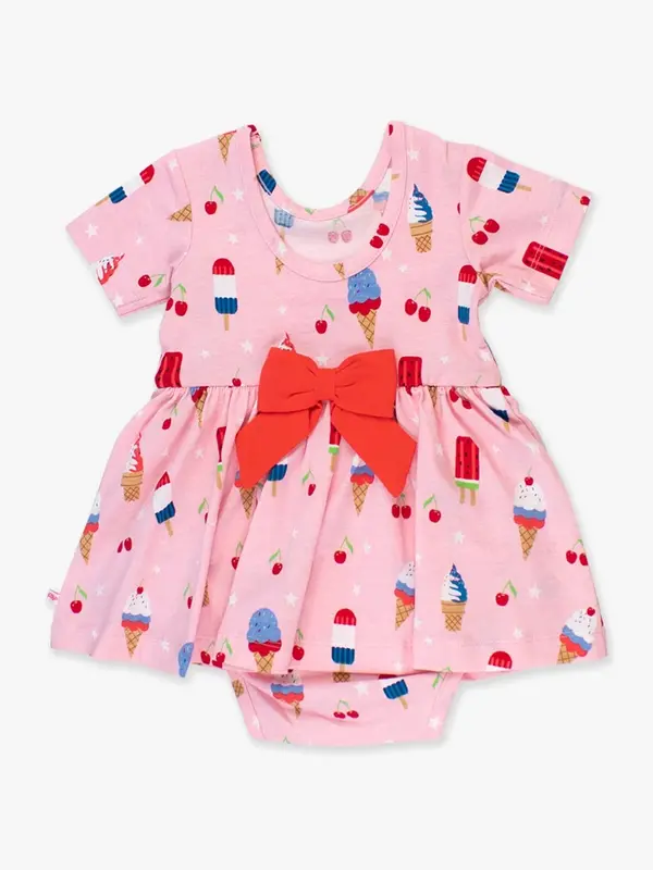 RuffleButts Rufflebutts Knit Short Sleeve Twirl Romper