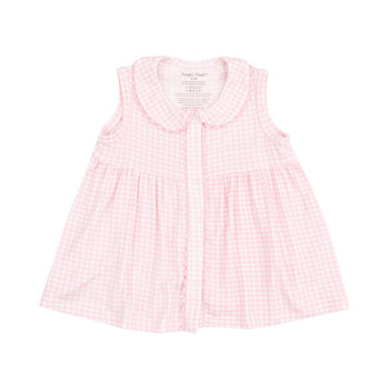 Angel Dear Angel Dear Mini Gingham The Jill- Peter Pan Button Front Dress W/ Ric Rac Trim