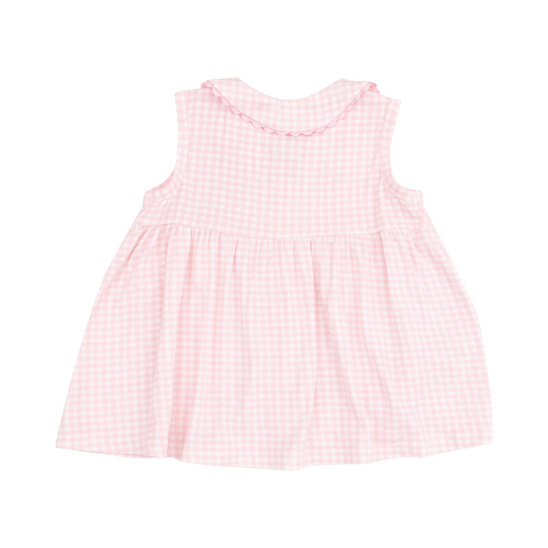 Angel Dear Angel Dear Mini Gingham The Jill- Peter Pan Button Front Dress W/ Ric Rac Trim