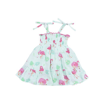 Angel Dear Angel Dear Flamingos Tie Strap Smocked Sun Dresss