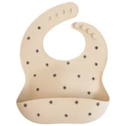 Mushie Mushie Silicone Baby Bib Black Daisy