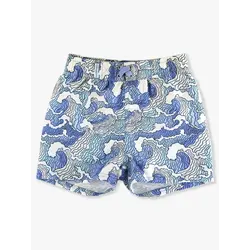 RuffleButts Rufflebutts Ocean Camo Swim Trunks