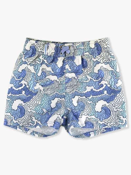 RuffleButts Rufflebutts Ocean Camo Swim Trunks