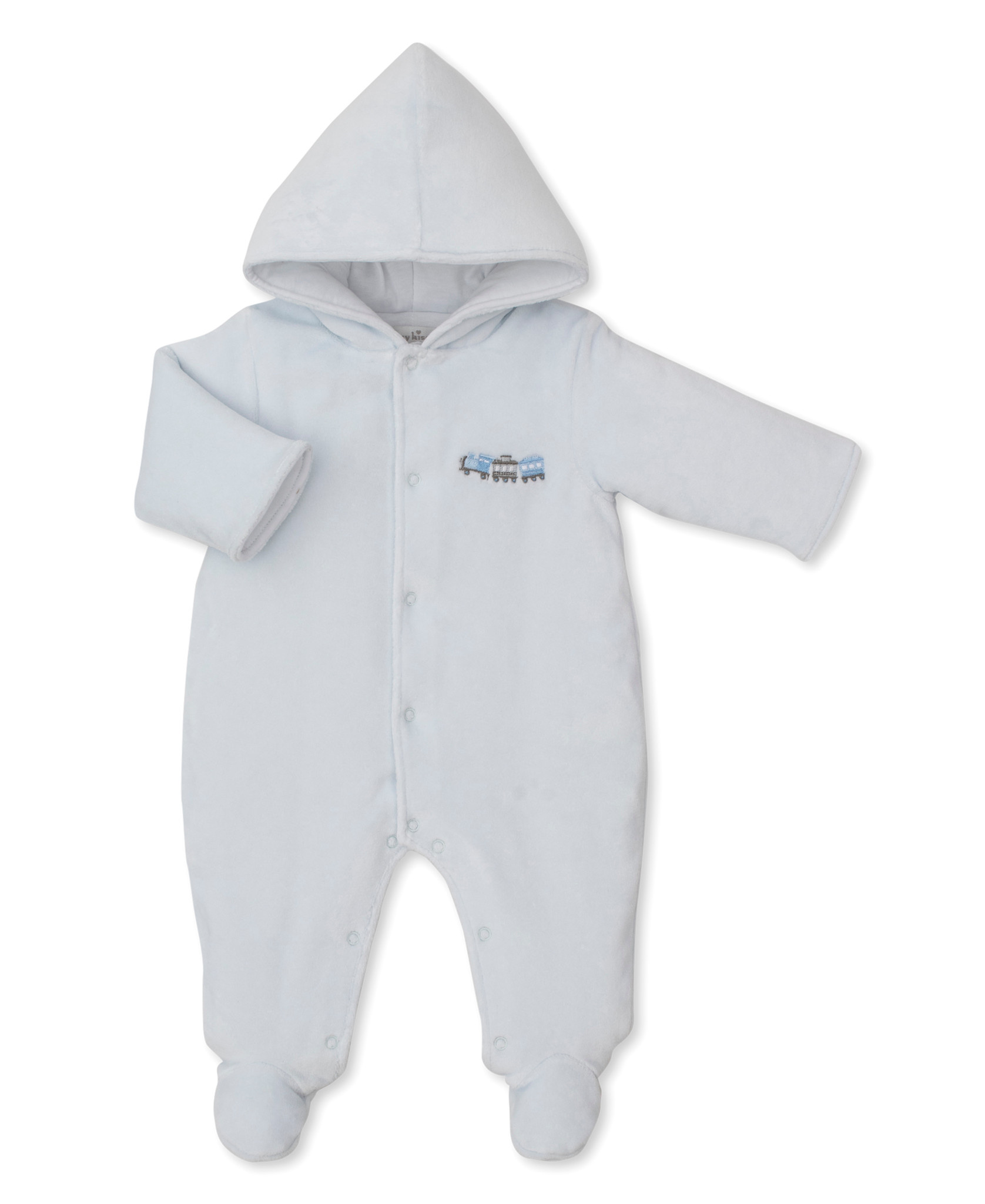 kissy kissy Kissy Kissy Roundabout Railroad Velour Footed Bunting