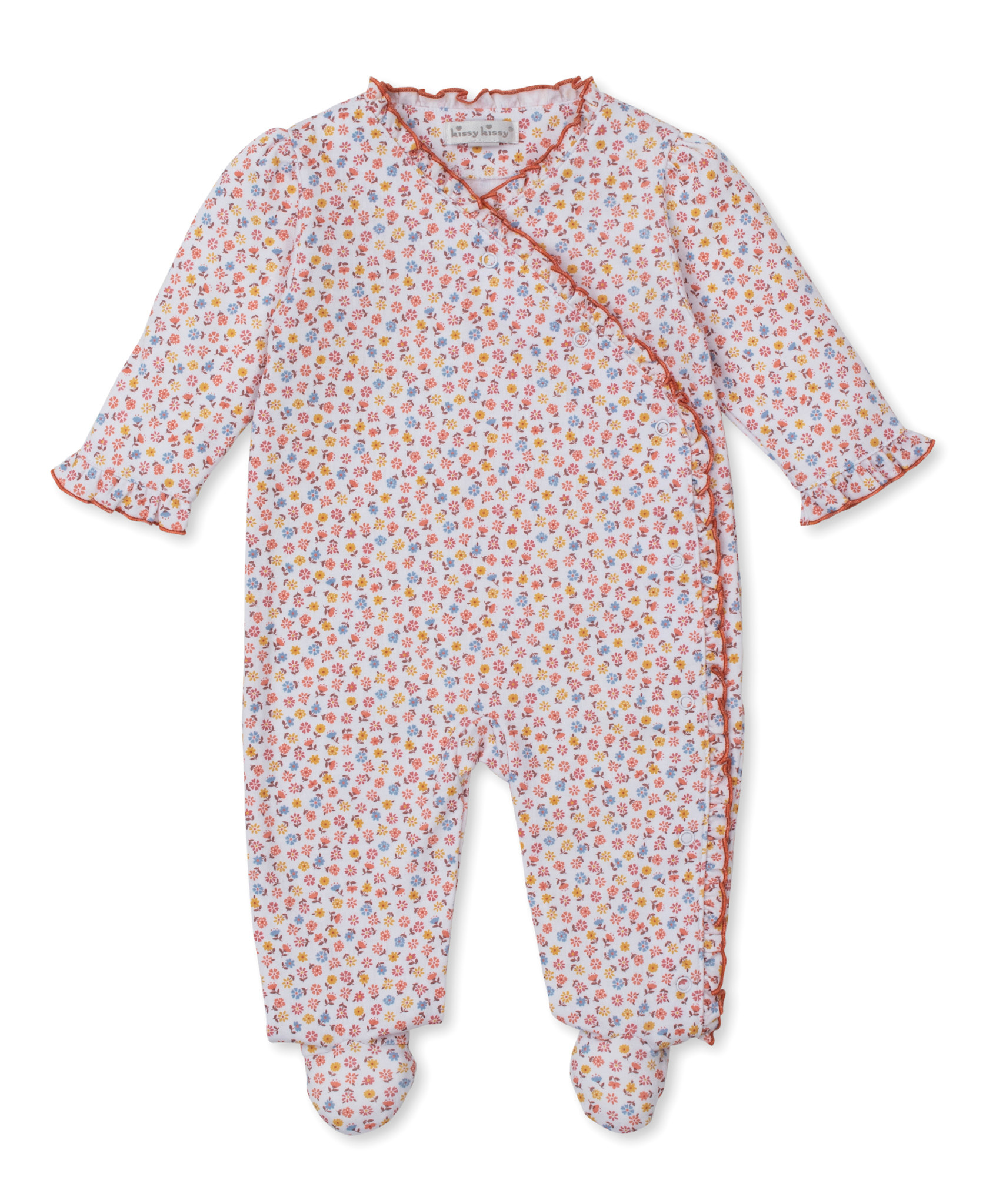 kissy kissy Kissy Kissy Patchwork Pumpkin Floral Footie