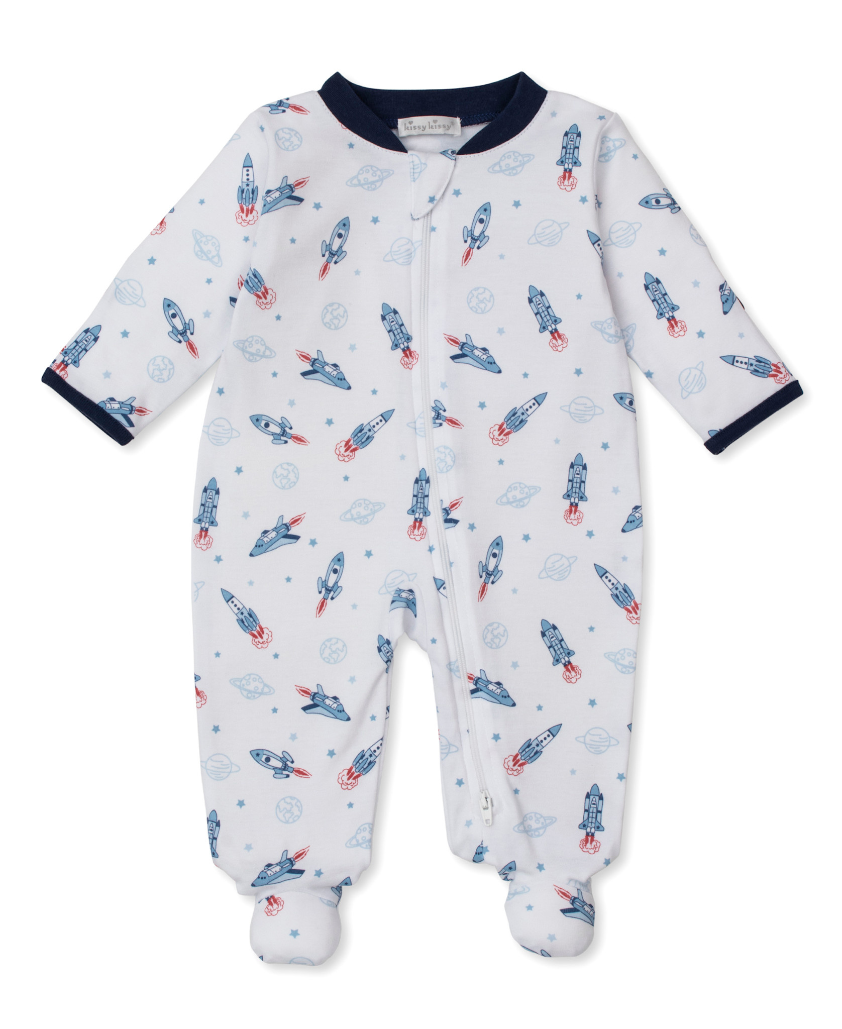 kissy kissy Kissy Kissy PJs Space Voyage Zip Footie