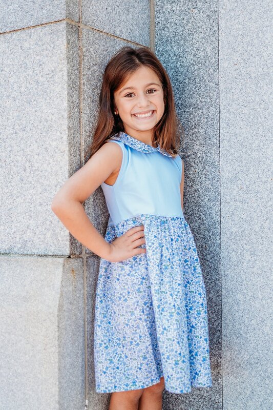 Maddie & Connor Maddie & Connor Olivia Blue Floral Pima Dress