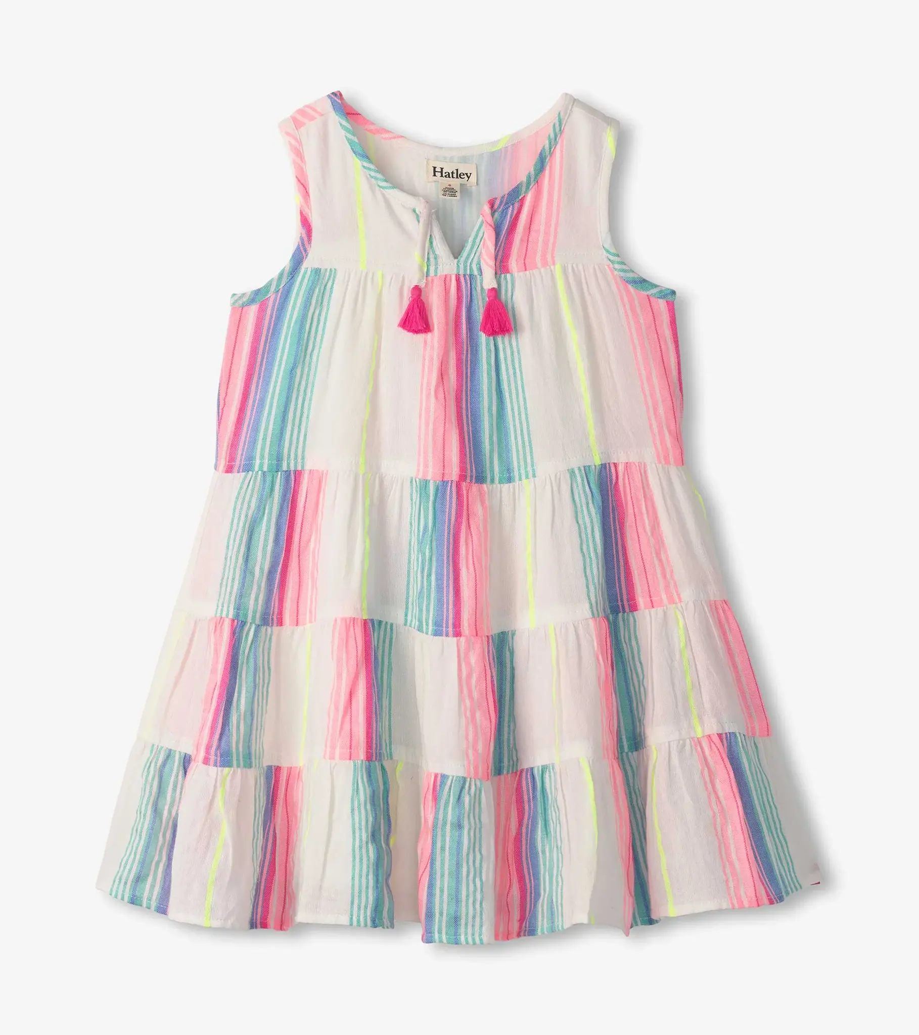 Hatley Hatley Neon Stripes Layered Tiered Dress
