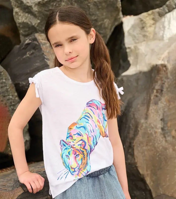 Hatley Hatley Tiger Cinched Shoulder Top
