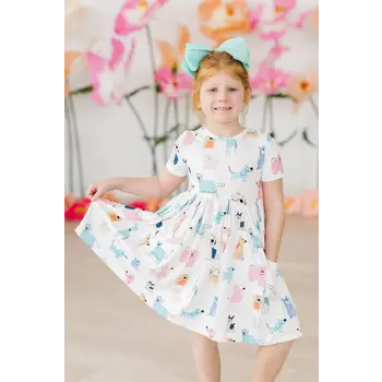 Mila & Rose Mila & Rose Puppy Pals S/S Pocket Twirl Dress