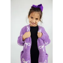 Mila & Rose Mila & Rose Lilac/Coconut Bow Cozy Cardigan