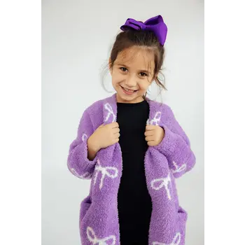 Mila & Rose Mila & Rose Lilac/Coconut Bow Cozy Cardigan
