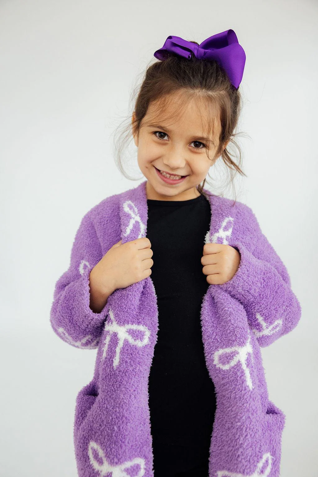 Mila & Rose Mila & Rose Lilac/Coconut Bow Cozy Cardigan