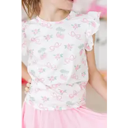 Mila & Rose Mila & Rose Berries & Bows S/S Ruffle Tee