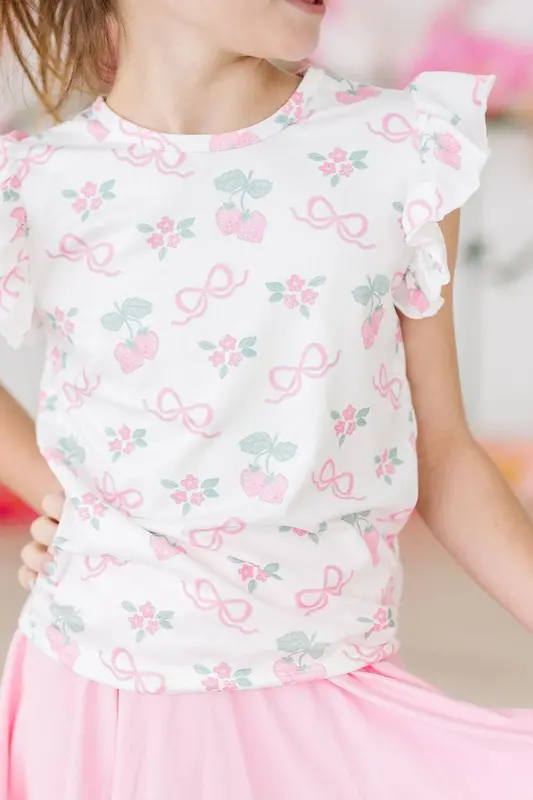 Mila & Rose Mila & Rose Berries & Bows S/S Ruffle Tee