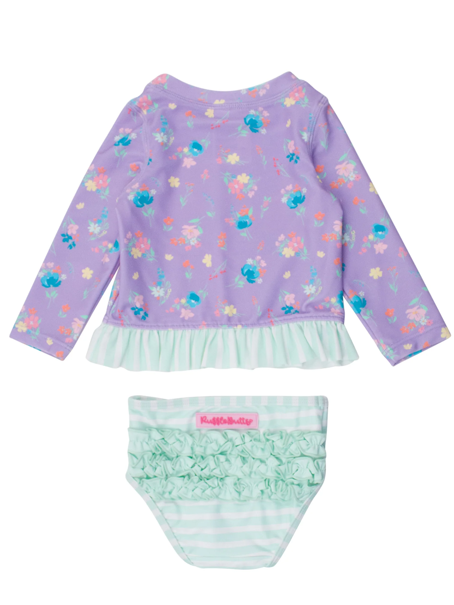 RuffleButts Rufflebutts Purple Garden Rash Guard Two Piece