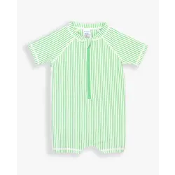 RuffleButts Rufflebutts Spring Green Seersucker Short Sleeve One Piece Rashguard