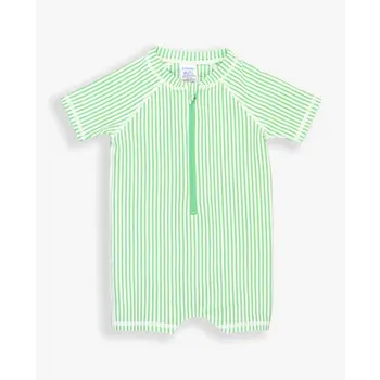 RuffleButts Rufflebutts Spring Green Seersucker Short Sleeve One Piece Rashguard