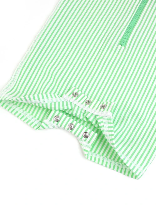 RuffleButts Rufflebutts Spring Green Seersucker Short Sleeve One Piece Rashguard