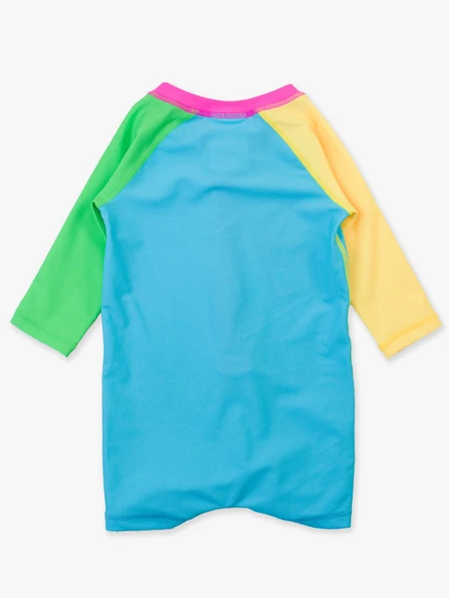 RuffleButts Rufflebutts Neon Color Block Long Sleeve One Piece Rash Guard