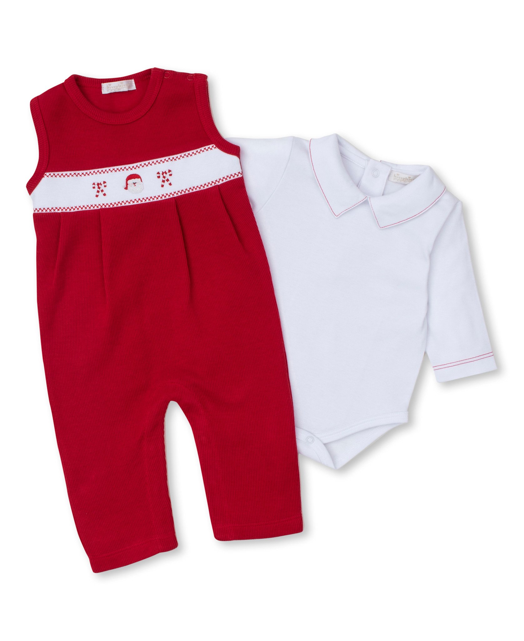 kissy kissy Kissy Kissy CLB Holiday Medley Overall Set w/ Hand Embroidery