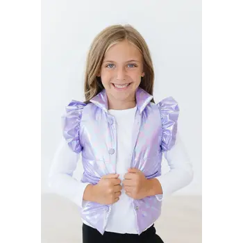 Mila & Rose Mila & Rose Lavender Haze Checker Puffer Vest
