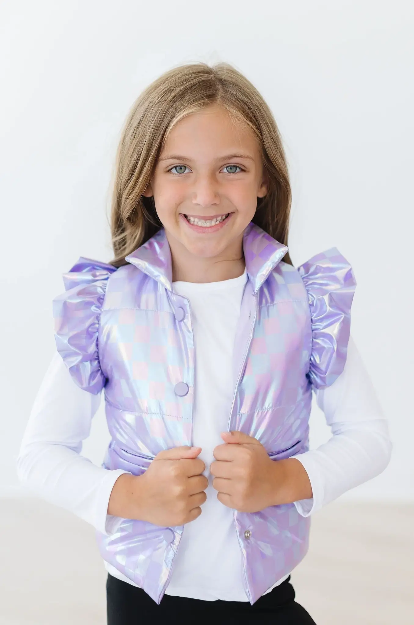 Mila & Rose Mila & Rose Lavender Haze Checker Puffer Vest