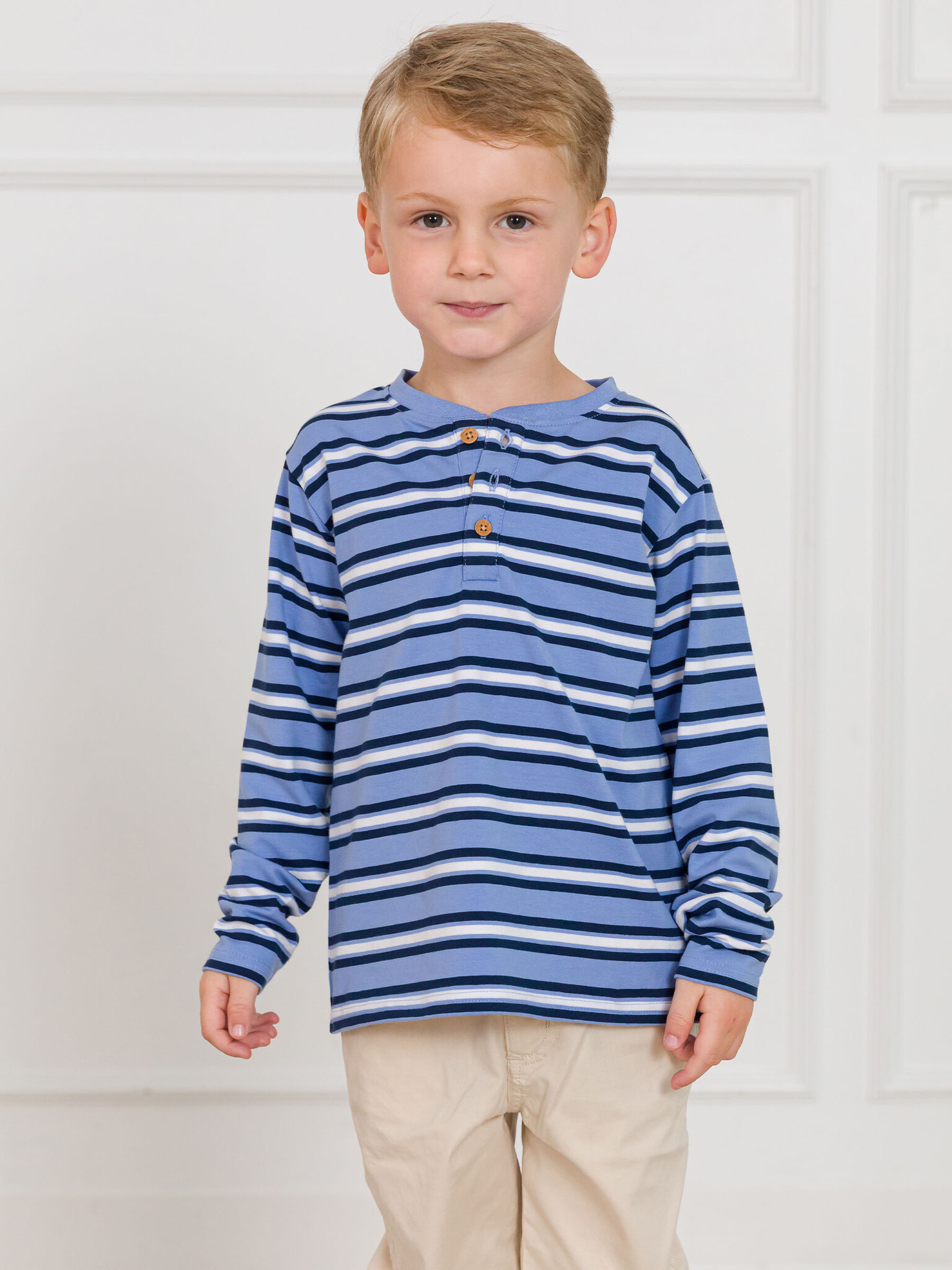 RuffleButts Rufflebutts Knit Long Sleeve Henley Tee