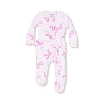 Angel Dear Angel Dear Pretty Bows 2 Way Ruffle Zipper Footie
