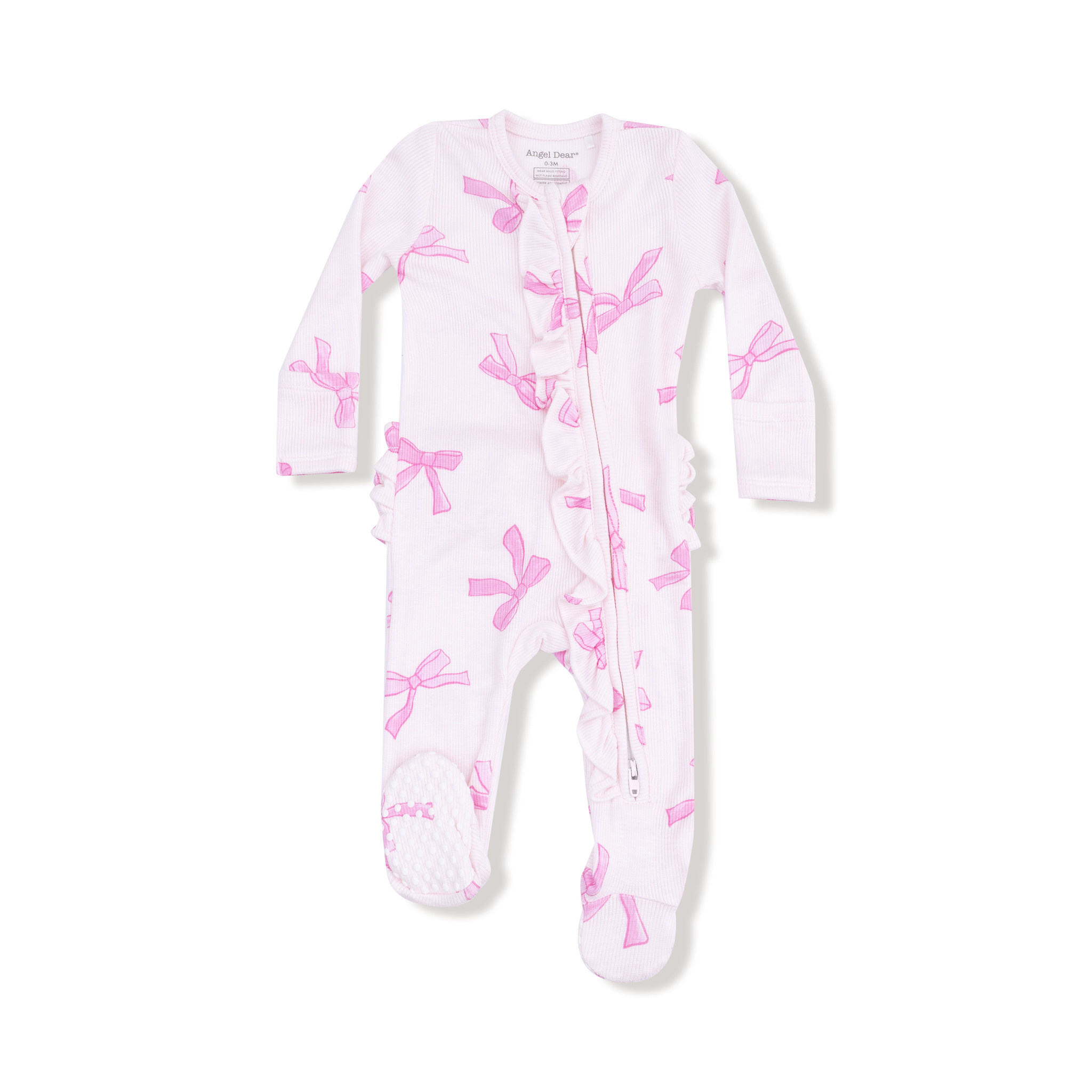 Angel Dear Angel Dear Pretty Bows 2 Way Ruffle Zipper Footie