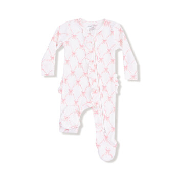 Angel Dear Angel Dear Ribbon Bow Trellis 2 Way Ruffle Zipper Footie