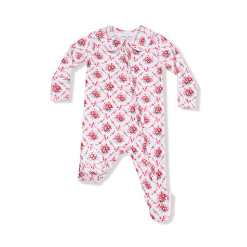 Angel Dear Angel Dear Rose Bow Lattice Peter Pan 2 Way Ruffle Zipper Footie