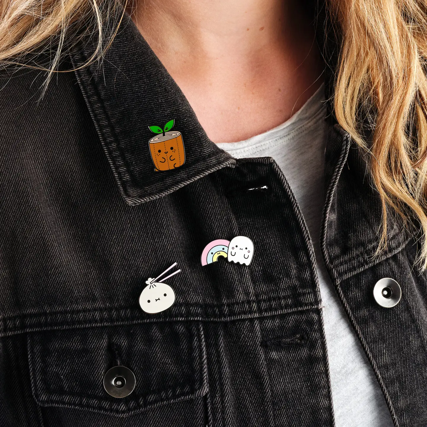 Noodoll Noodoll Enamel Pin - Ricerainbow and Boo Rainbow and Ghost