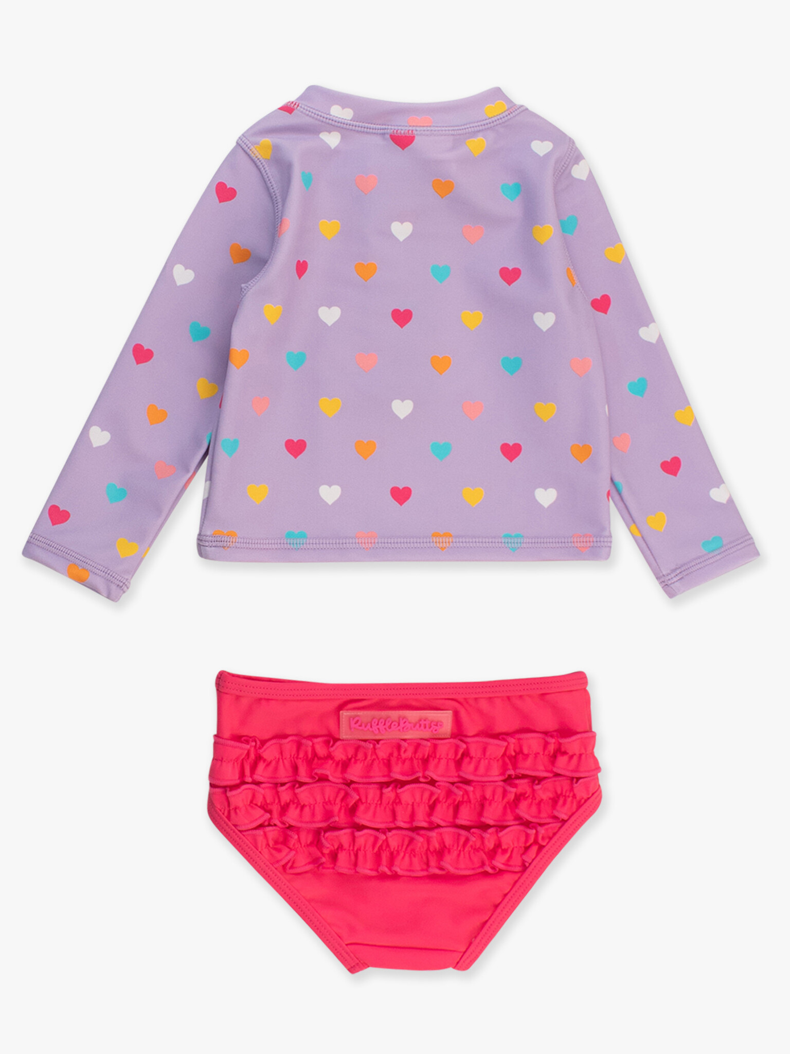 RuffleButts Rufflebutts Colorful Hearts Long Sleeve 2-piece Rashguard