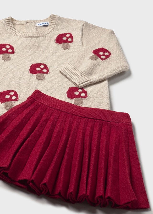 Mayoral Mayoral Mushroom Sweater & Skirt Set