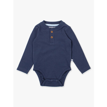 RuffleButts Rufflebutts Knit Long Sleeve 2-Button Henley Bodysuit