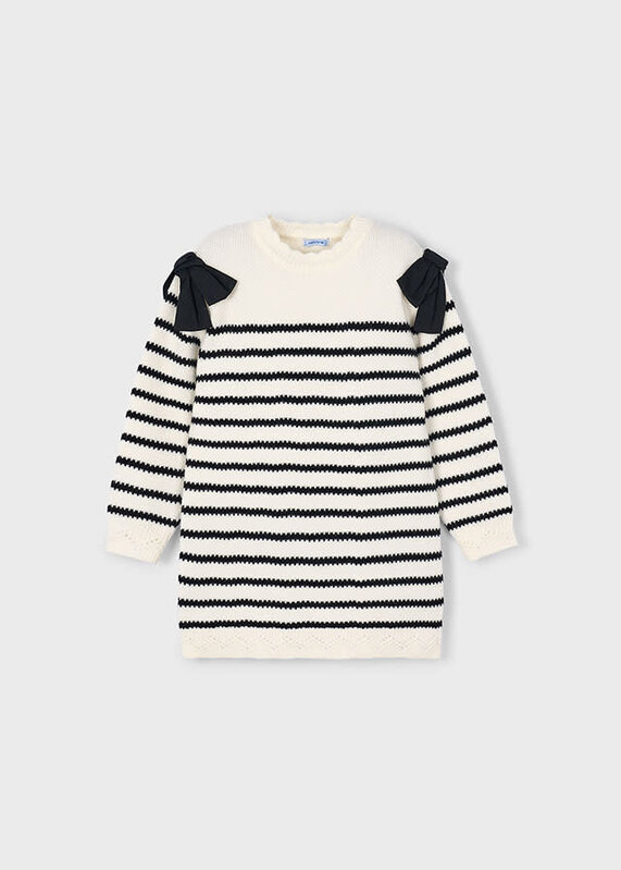 Mayoral Mayoral Bow Stripe Knit Dress