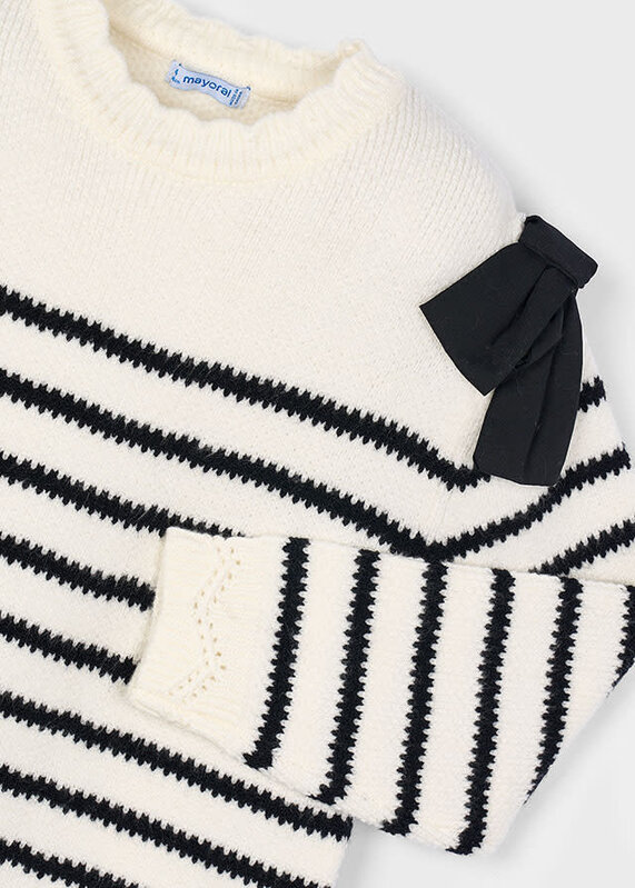 Mayoral Mayoral Bow Stripe Knit Dress