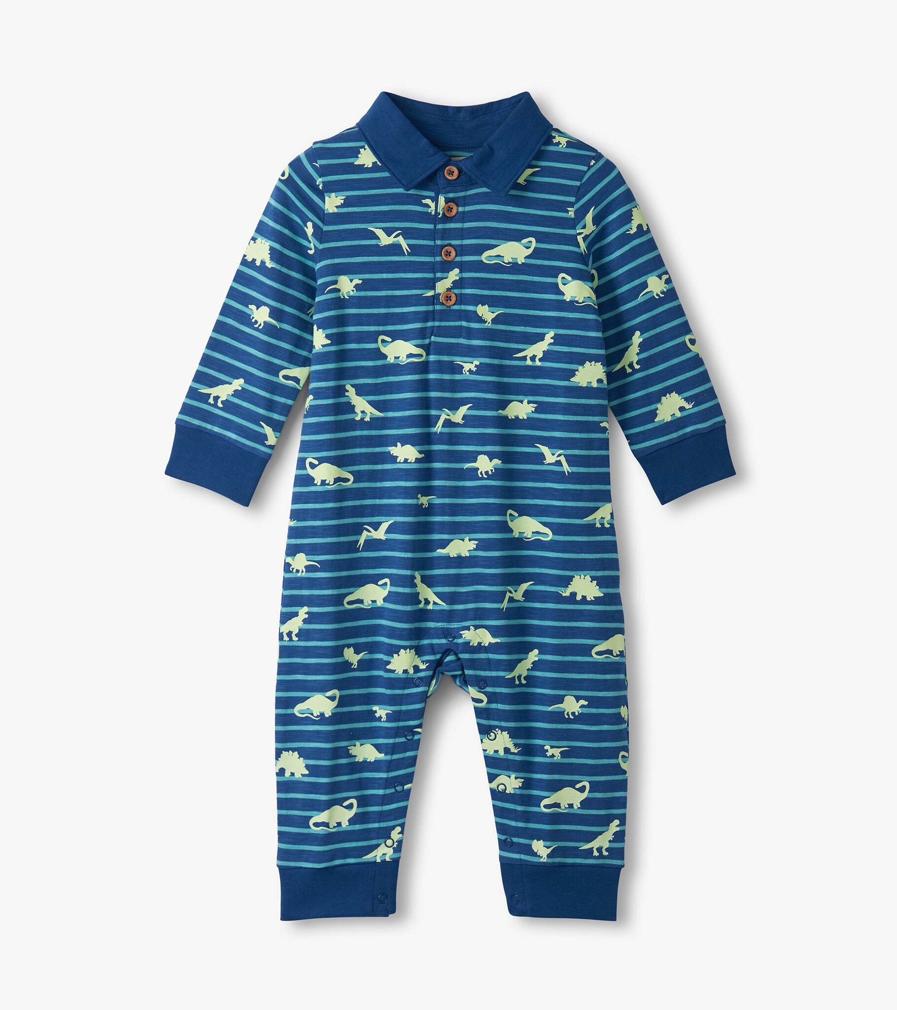Hatley Hatley Glow in the Dark Mini Dino Polo Romper