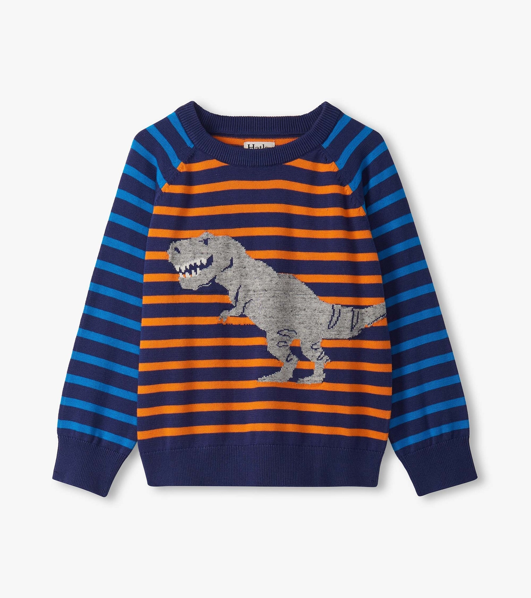 Hatley Hatley Dino Mixed Stripes Raglan Sweater