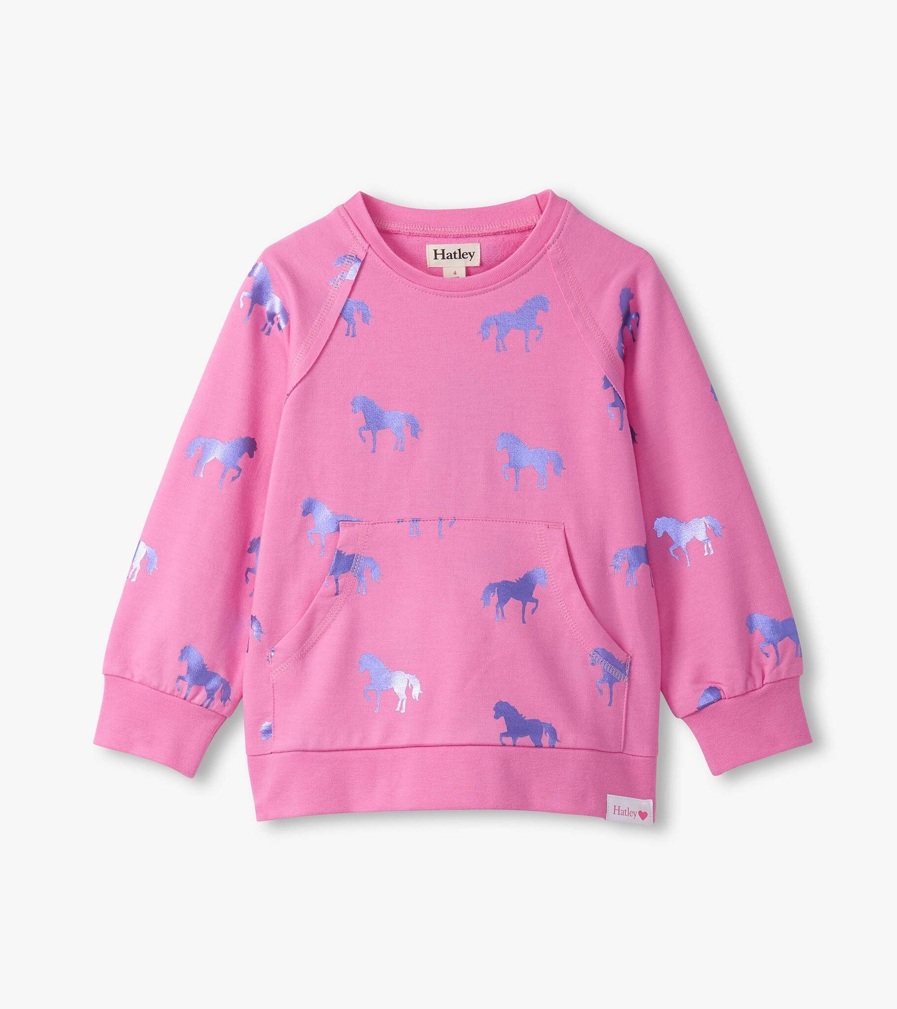 Hatley Hatley Shimmer Horses Raw Edge Pullover
