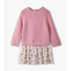 Hatley Hatley Painterly Bows Mixed Media Sweater Dress