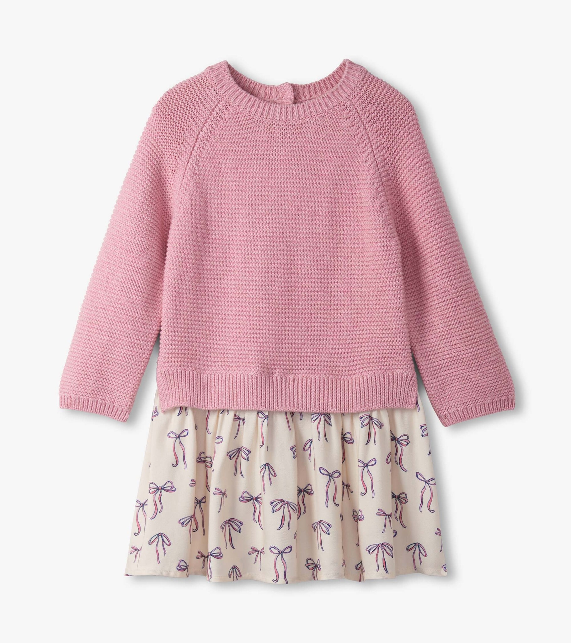Hatley Hatley Painterly Bows Mixed Media Sweater Dress