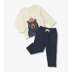 Hatley Hatley Bear Graphic Tee & Pull on Pant Set