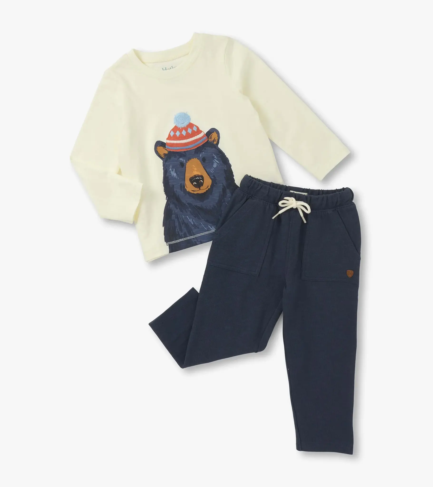 Hatley Hatley Bear Graphic Tee & Pull on Pant Set