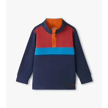 Hatley Hatley Navy Color Block Fleece 1/4 Zip Mock Neck