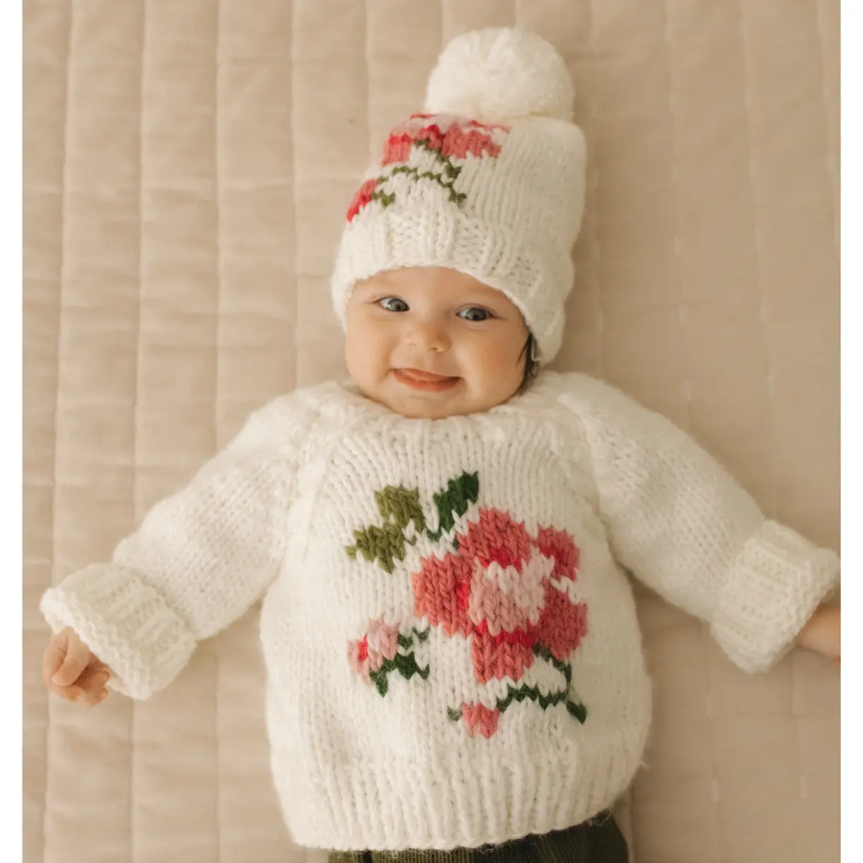 Huggalugs Huggalugs Rose Crew Neck Sweater